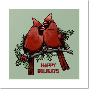 Happy Holigays Cardinals Posters and Art